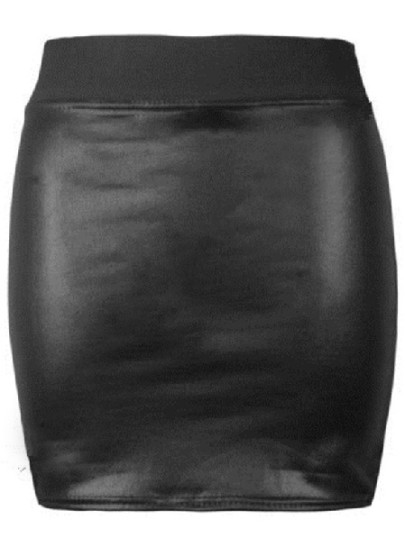 Elastic Bodycon PU Leather Skirt