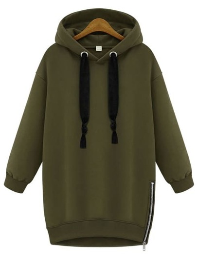 Hooded Eyelet Zipper Loose Sweatshirt