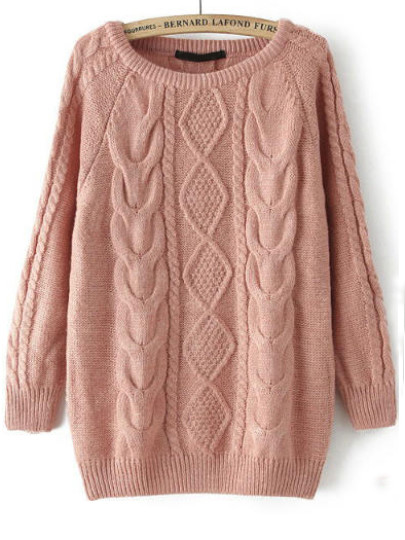 Maglia con modello intreccio-rosa