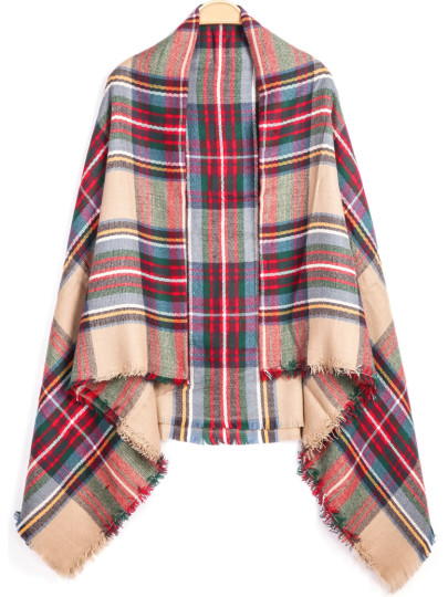 Red Classic Plaid Fringe Scarve