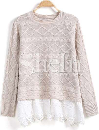 Maglione con modello rombo-albicocca