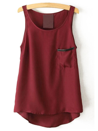 Vest a girocollo in chiffon rosso