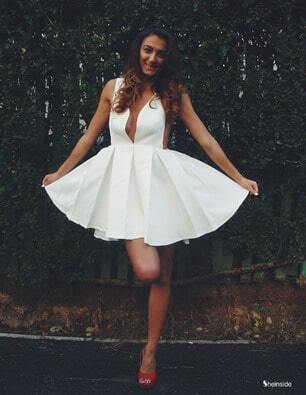 white v neck dress