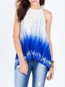 White Blue Spaghetti Strap Color Block Cami Top
