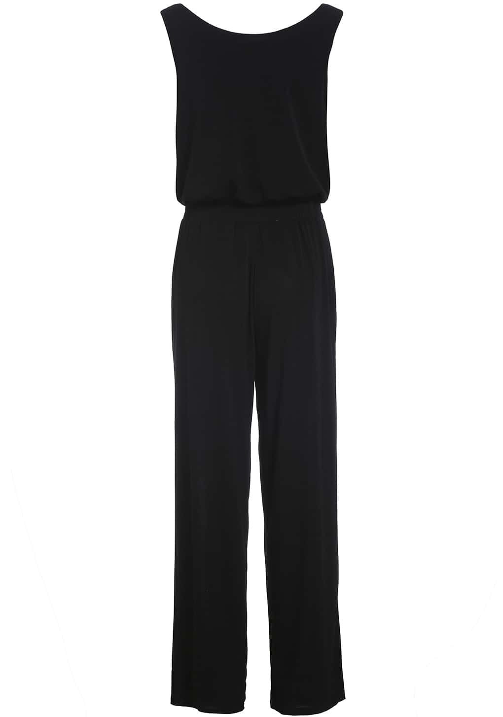 Black Draped Neck Sleeveless Loose Jumpsuits SheIn(Sheinside)