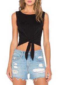 Black Sleeveless Crop Tank Top