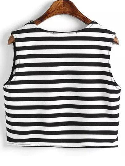 Black White V Neck Striped Crop Tank Top Shein Sheinside black white v neck striped crop tank top shein sheinside