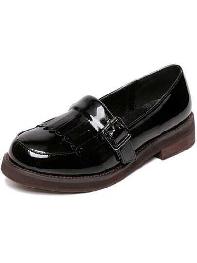 black leather shoes women