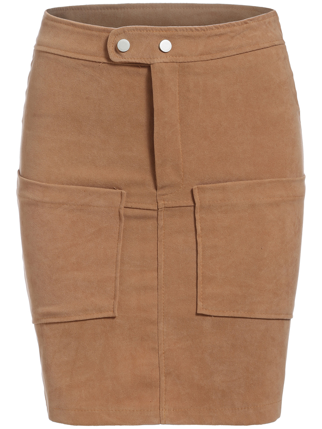 Khaki Casual Pockets Bodycon Skirt SheIn(Sheinside)