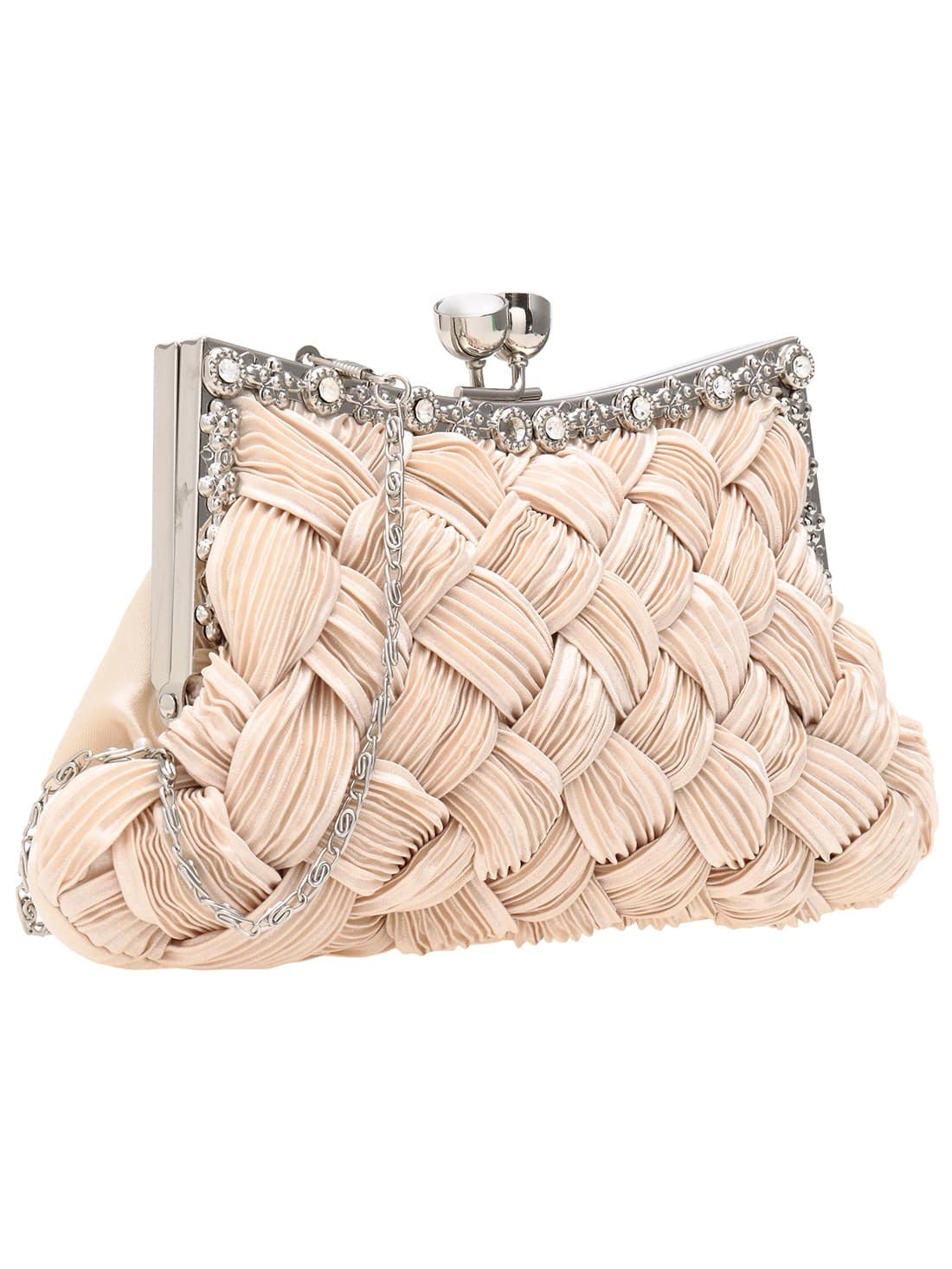 Pink Kiss Lock Satin Clutches SheIn(Sheinside)