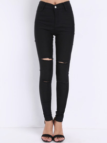 Black Skinny Cut-out Pant