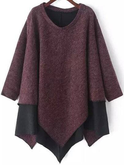 asymmetrical red sweater