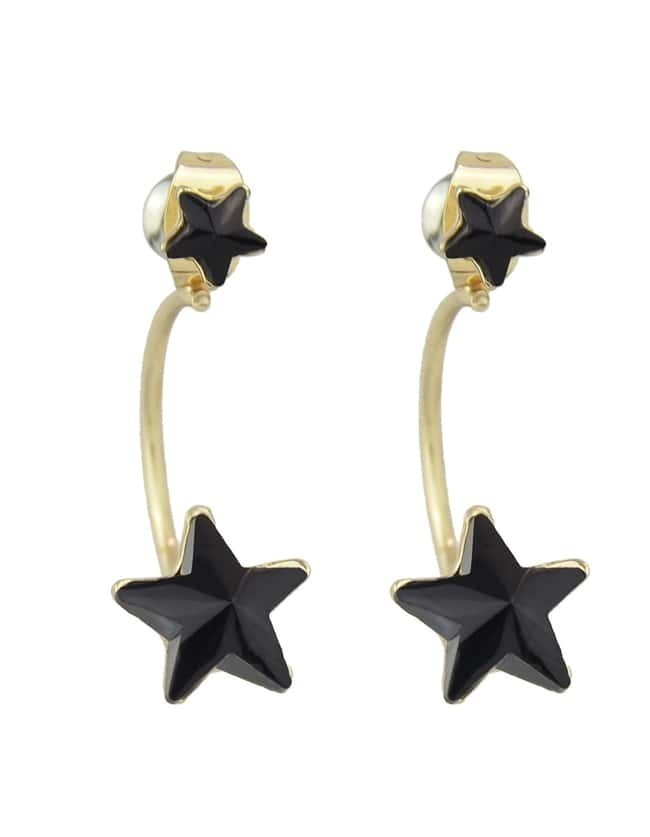 Black Rhinestone Stud Star Earrings