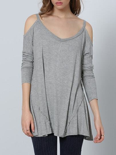 Maglia con taglio sulle spalle grigia