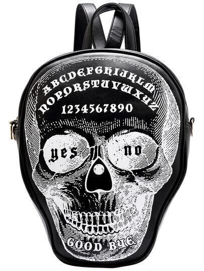 Black Letters Skull Print Backpack Black Letters Skull Print Backpack pictures