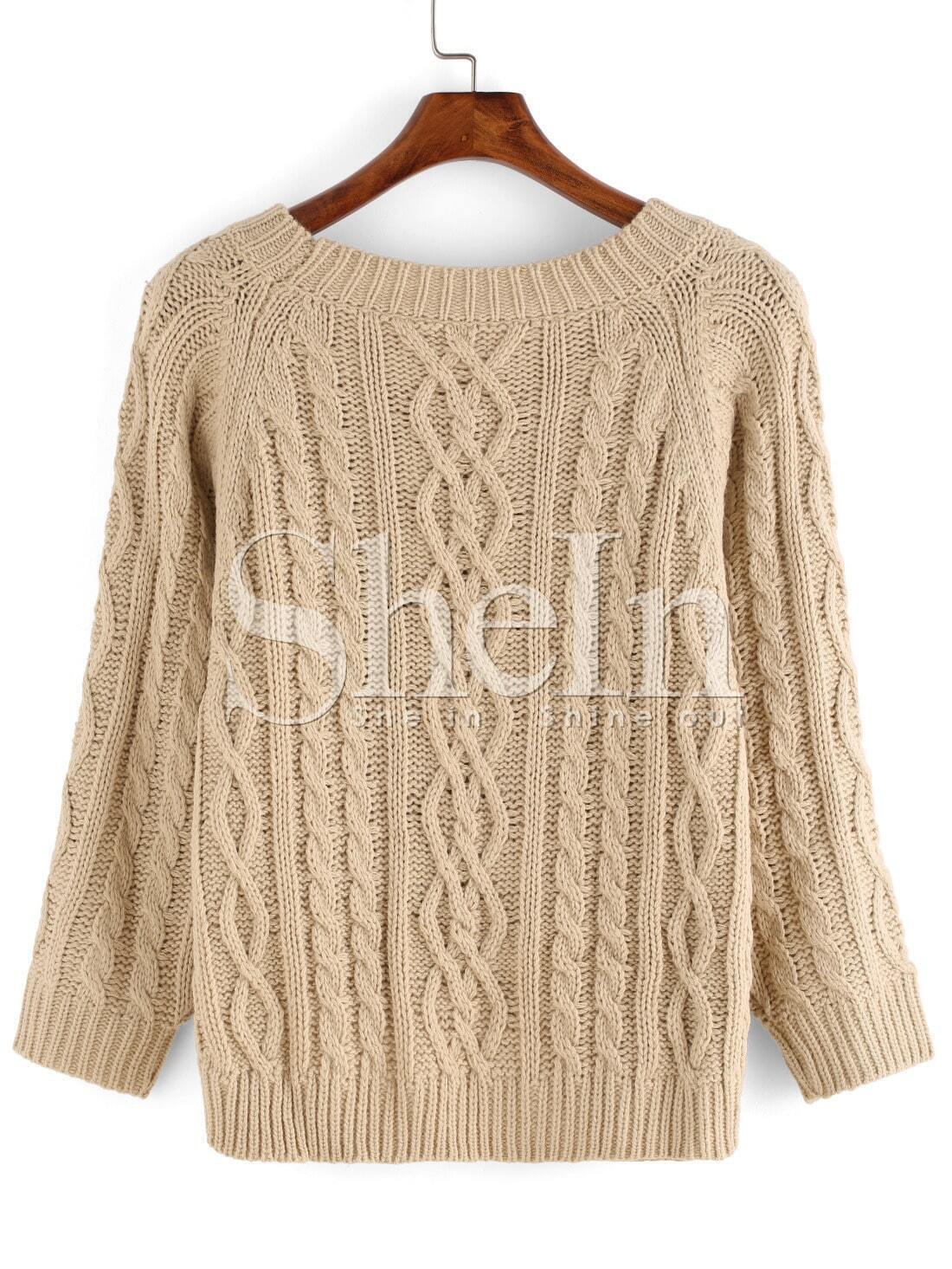 Apricot round neck floral crochet loose sweater Clearance