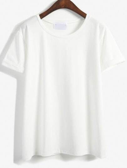 T-shirt creux décontracté - Blanc T-shirt creux décontracté - Blanc photos