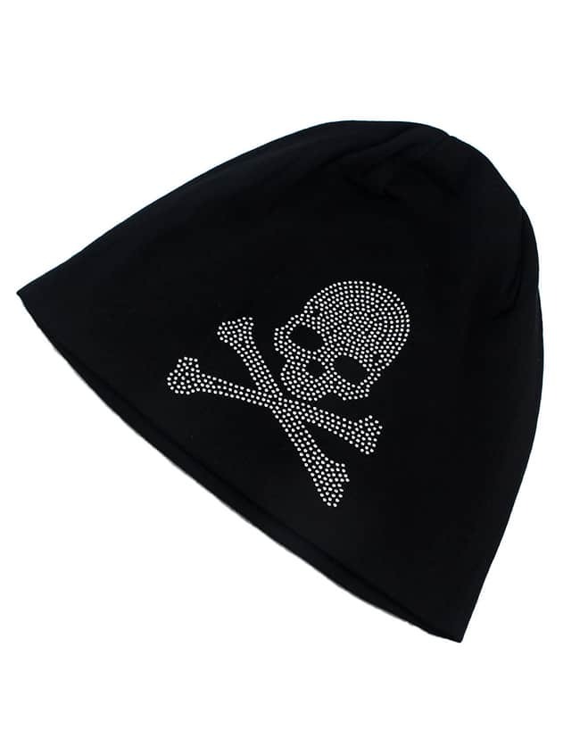 Black Cotton Skull Beanie Hat SheIn(Sheinside)