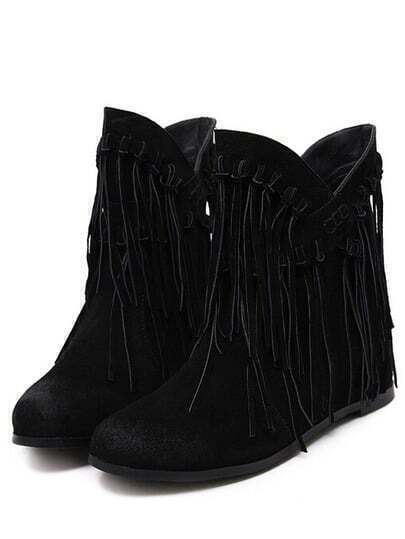 Black Round Toe Tassel Boots Black Round Toe Tassel Boots pictures
