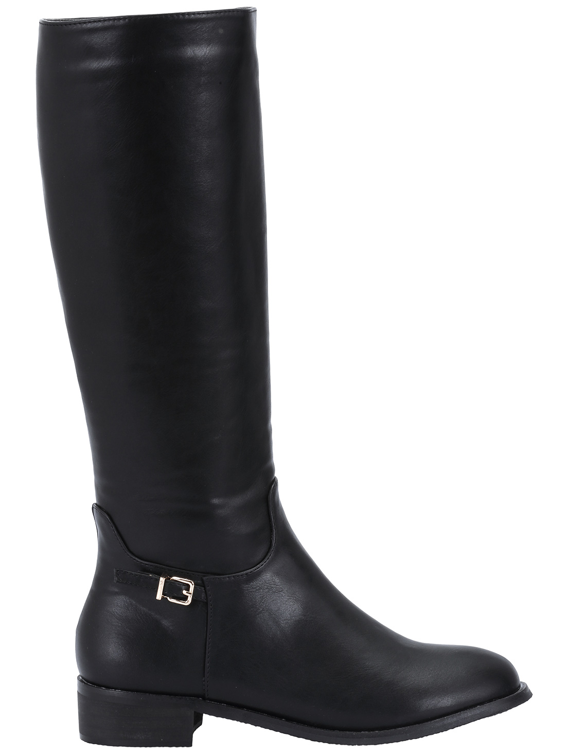 Black Zipper Buckle Strap Tall Boots SheIn(Sheinside)