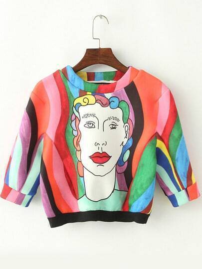 cartoon print crop top