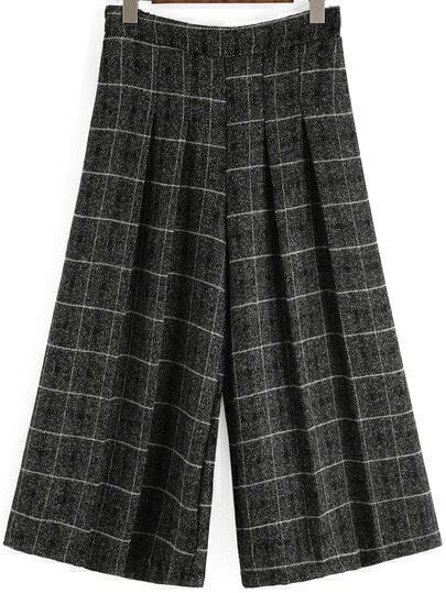black and white plaid wide leg pants