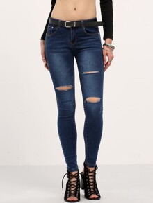 Ripped Denim Slim Blue Pant