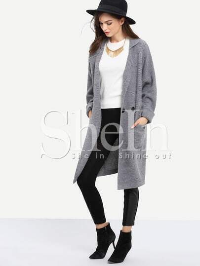 Pull col à revers avec poches -gris