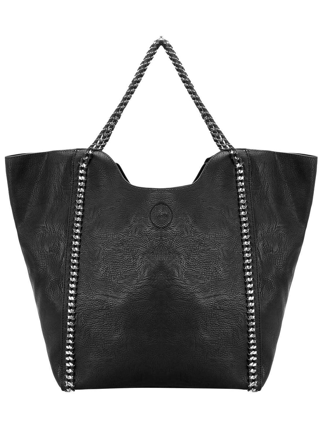 Black Chain Two Pieces Shoulder Bag SheIn(Sheinside)