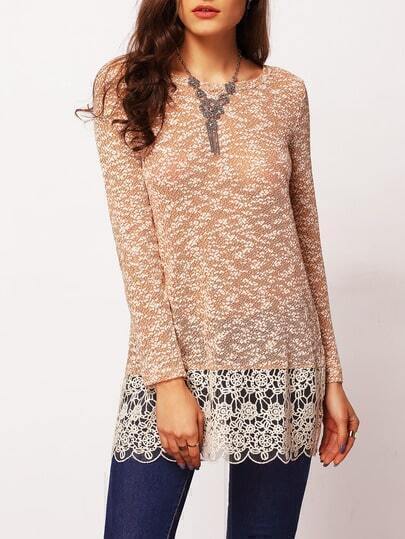 Camicia in pizzo beige