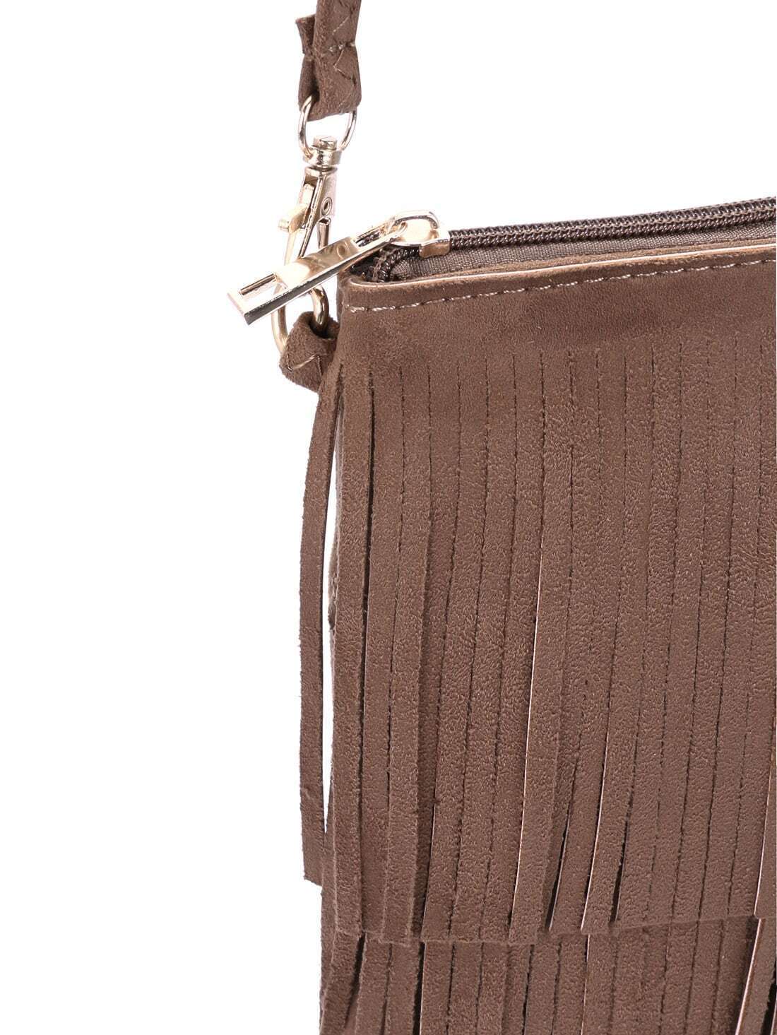 Brown Tassel Satchel Bag SheIn(Sheinside)