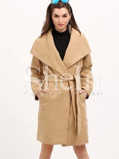 Khaki Long Sleeve Lapel Coat Khaki Long Sleeve Lapel Coat pictures