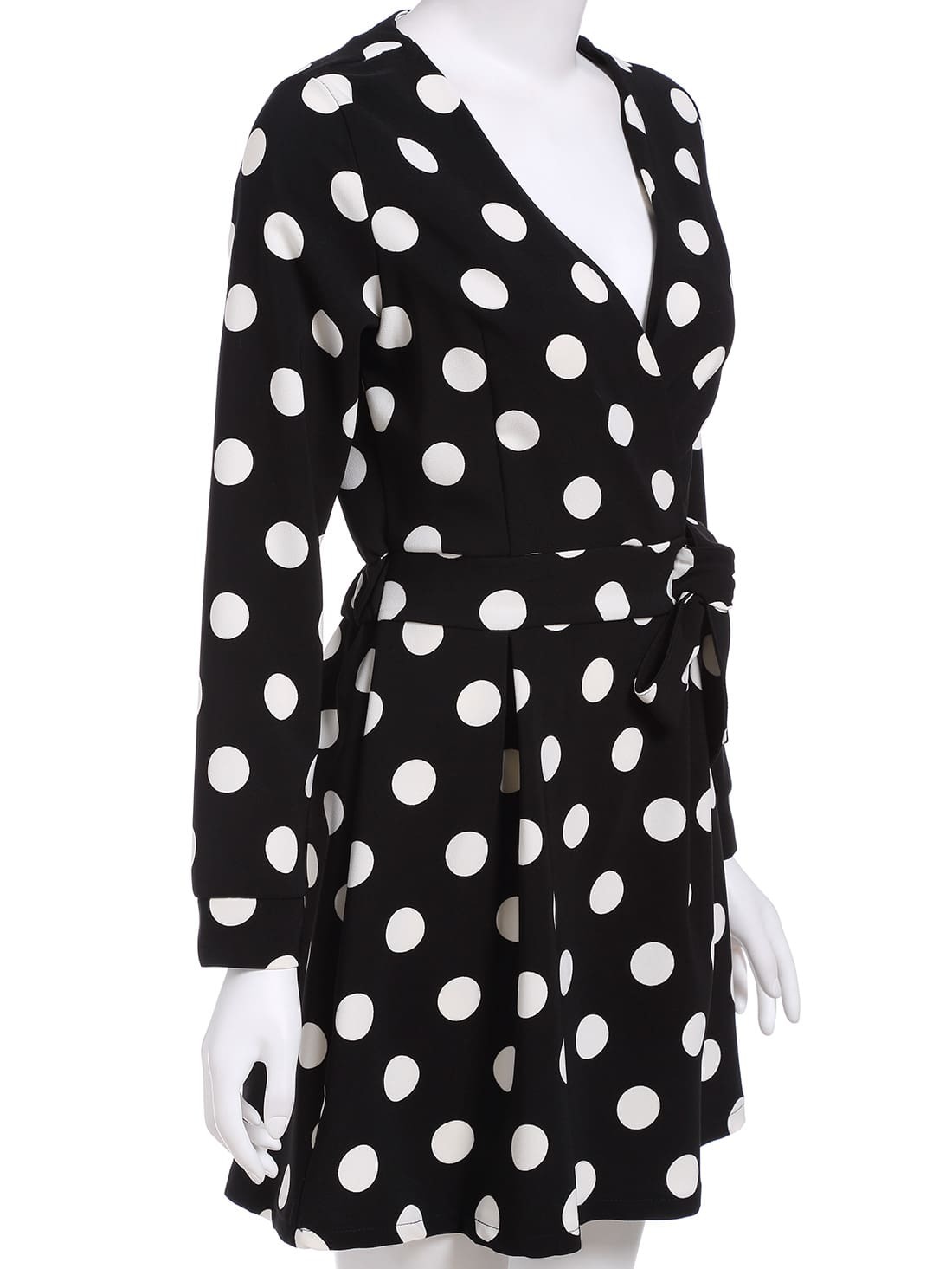 Robe à pois col V avec ceinture noirFrench SheIn(Sheinside)