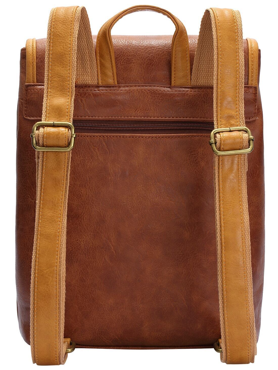 Double Buckles PU Backpacks SheIn(Sheinside)