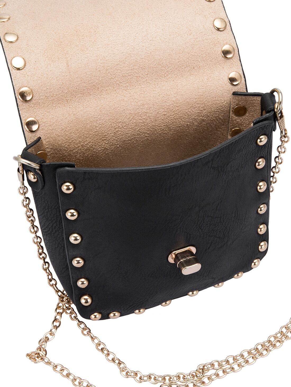 Bolso tachuelas cadena negroSpanish SheIn(Sheinside)