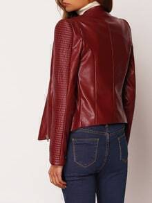 shein zipper pu jacket sleeve leather