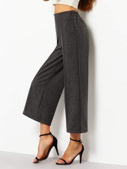Pantalon Patte D éléphant En Anglais Pantalon patte d'éléphant taille haute -gris-French SheIn(Sheinside)