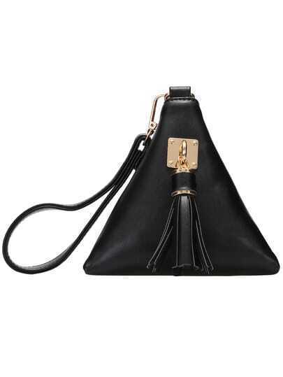 Black Tassel Triangle PU Clutch Bag pictures