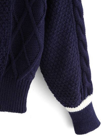 striped trim v neck sweater