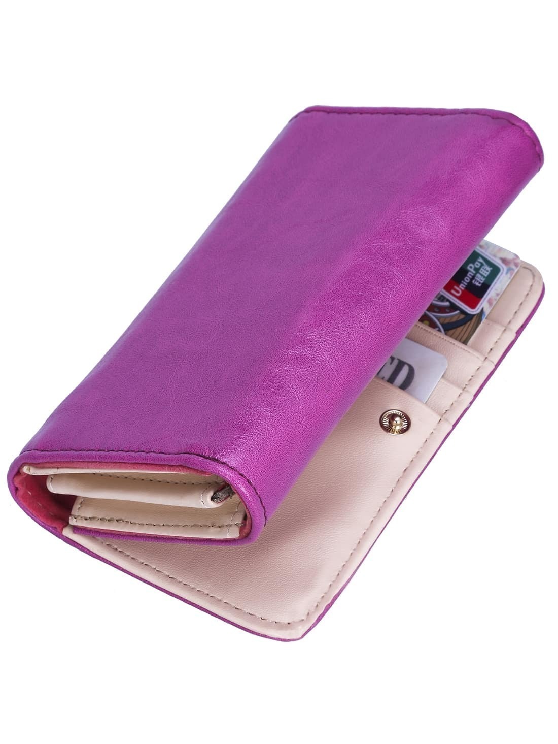 Purple Large Capacity Multiuse Casual Wallet SheIn(Sheinside)