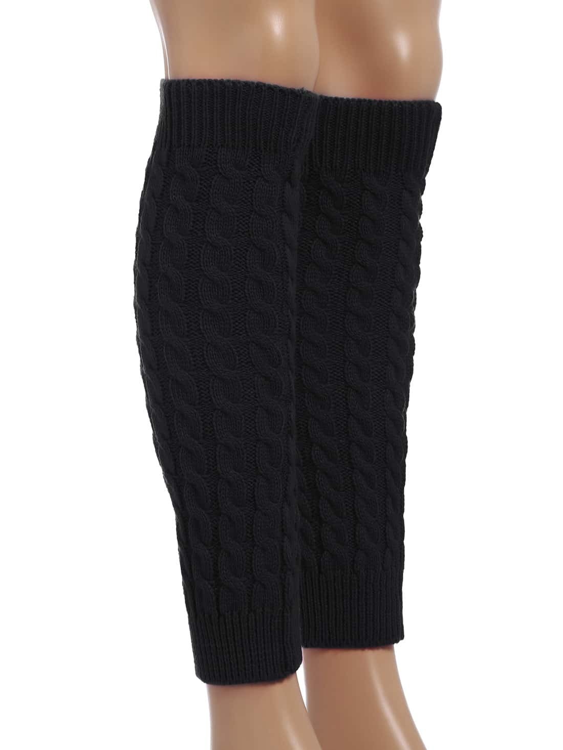 Black Leg Warmers Knitting Crochet Socks SheIn(Sheinside)
