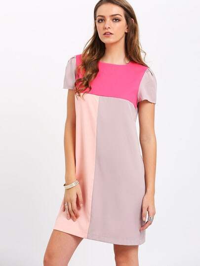 Vestido manga corta casual ojo de la cerradura  Vestido manga corta casual ojo de la cerradura  fotos