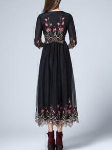 shein dress line midi gauze embroidered discount