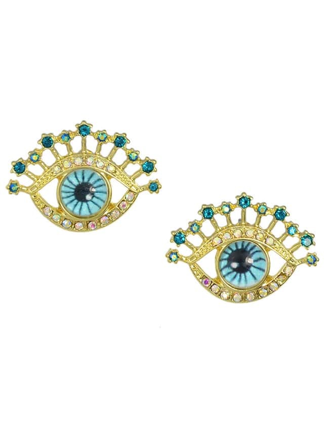 Colorful Rhinestone Eye Stud Earrings