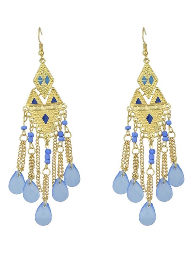 Blue Beads Chandelier Earrings