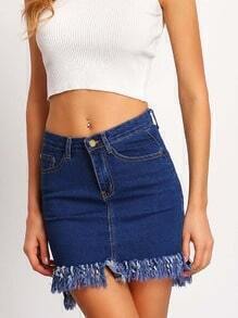 Falda flecos entallada denim -marino
