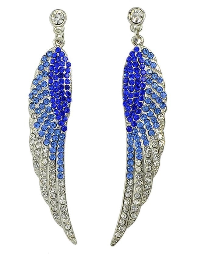 Darkblue Rhinestone Wing Shape Earrings