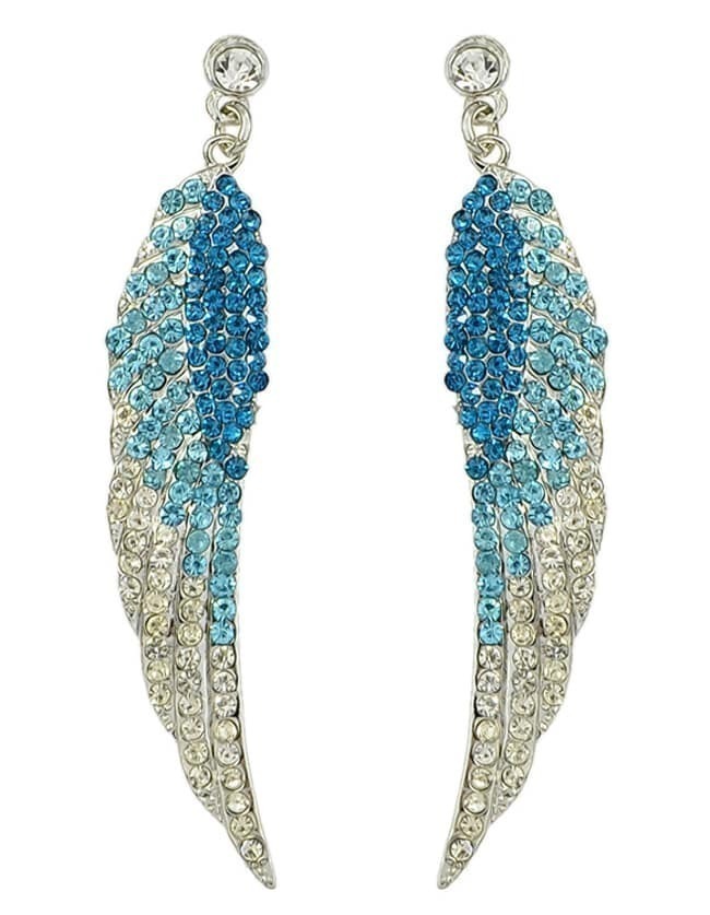 Lightblue Rhinestone Wing Shape Earrings