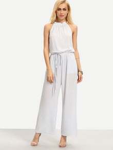 Top sin manga halter con pantalones -gris