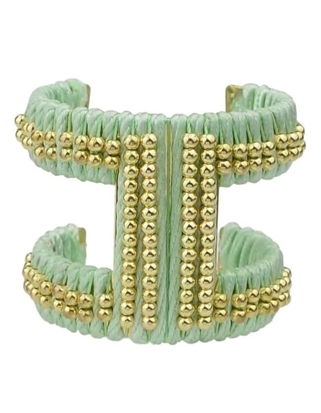 Green Braided Rope Cuff Bracelet